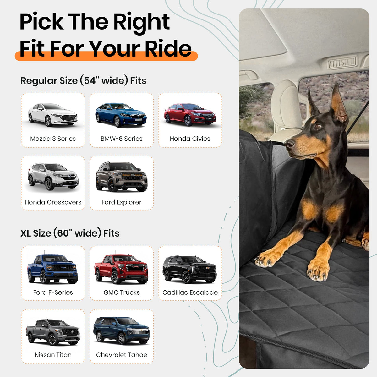 4Knines Hard Bottom Extender Car Seat Cover for Dogs - XL