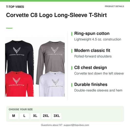 Corvette C8 Logo Long-Sleeve T-Shirt
