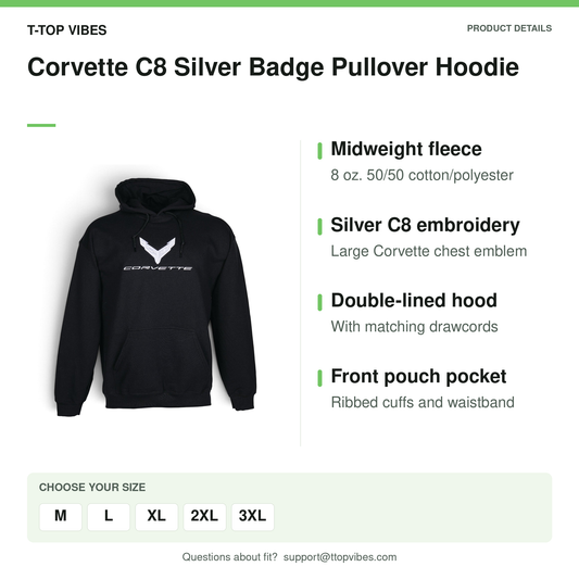 Corvette C8 Silver Badge Pullover Hoodie