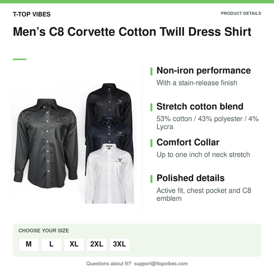 Men’s C8 Corvette Cotton Twill Dress Shirt