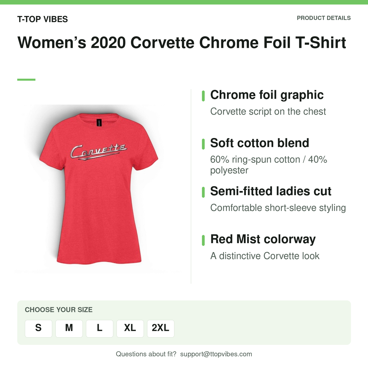 Women’s 2020 Corvette Chrome Foil T-Shirt