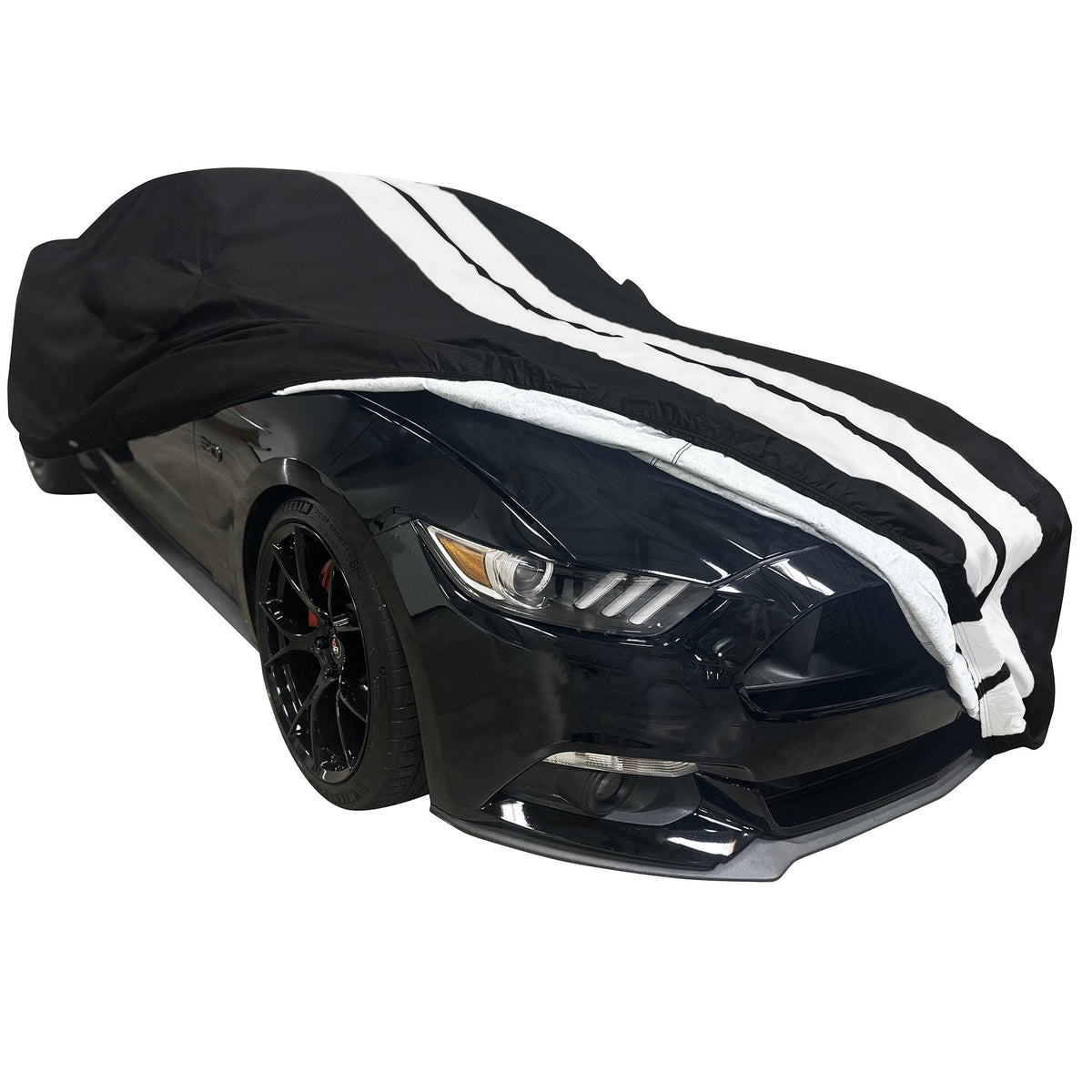 Ford Mustang Ultraguard Plus Car Cover - 300D Indoor/Outdoor Protection - Black with Gray Stripes