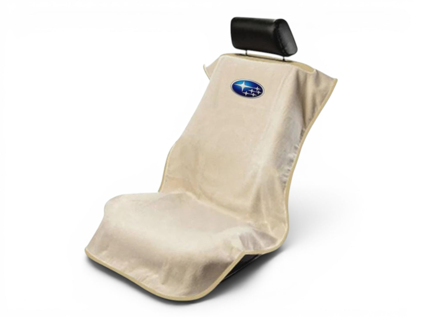 T-Top Vibes Subaru branded beige cotton seat cover towel for car protection against sweat and dirt