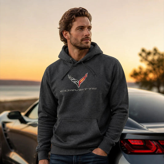 Corvette hoodie and crewneck sweatshirts featuring vintage and modern Corvette designs for a holiday gift guide