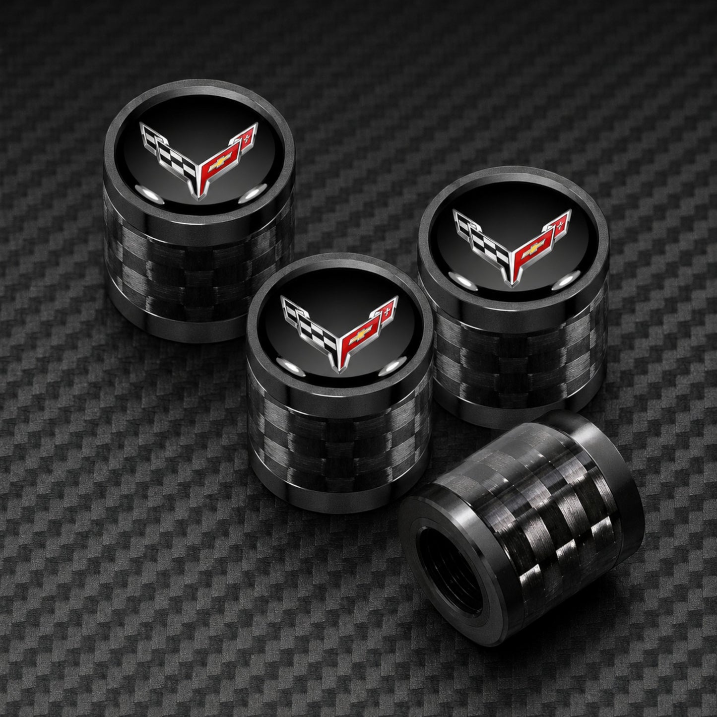 Corvette C8 Carbon Fiber Valve Stem Caps – Set of 4