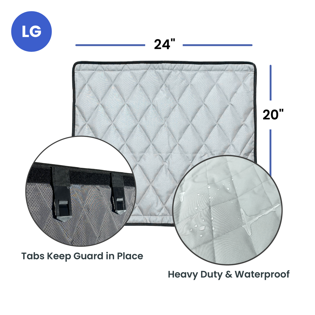 4Knines fit and measurement diagram for Car Door Covers That Stay In Place - Large