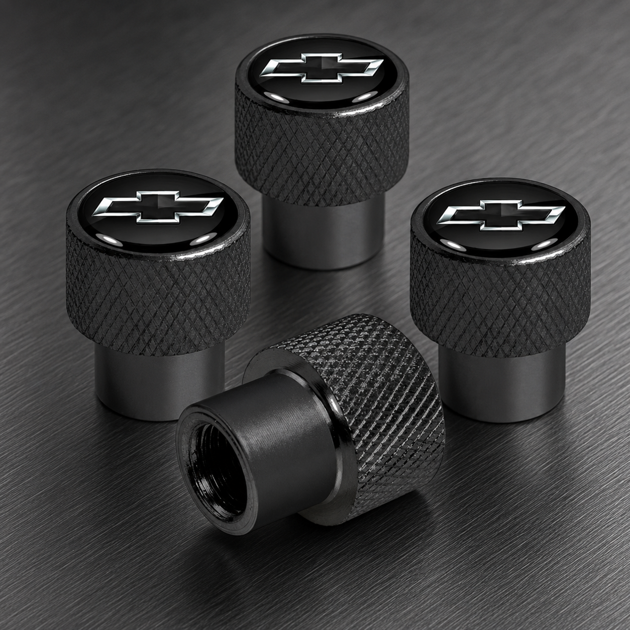Chevrolet Black Bowtie Raised Valve Stem Caps – Set of 4
