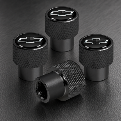 Chevrolet Black Bowtie Raised Valve Stem Caps – Set of 4