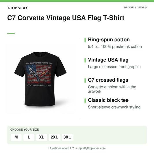 C7 Corvette Vintage USA Flag T-Shirt