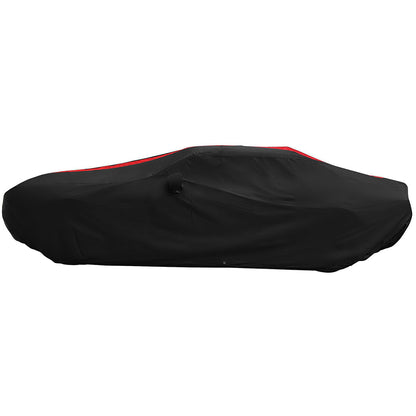 2008-2023 Dodge Challenger Ultraguard Plus Car Cover - 300D Indoor/Outdoor Protection - Black with Red Stripes