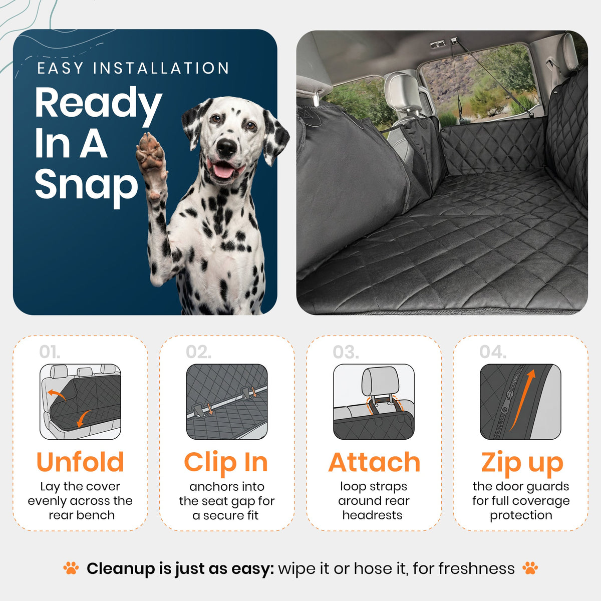 4Knines Hard Bottom Extender Car Seat Cover for Dogs - Regular