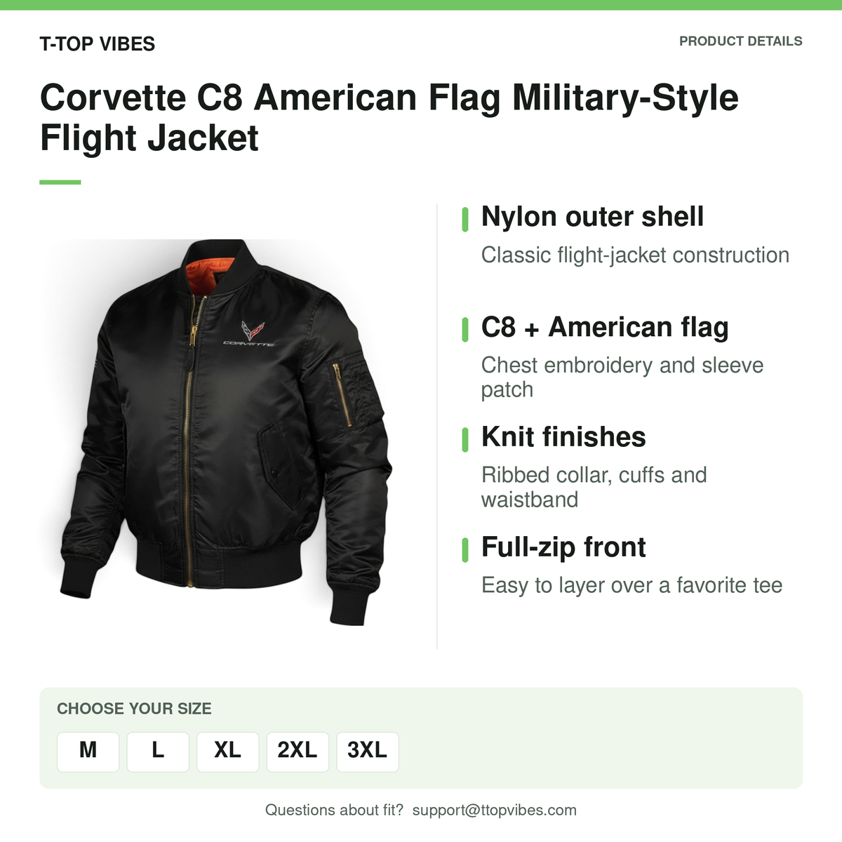 Corvette C8 Military-Style Flight Jacket