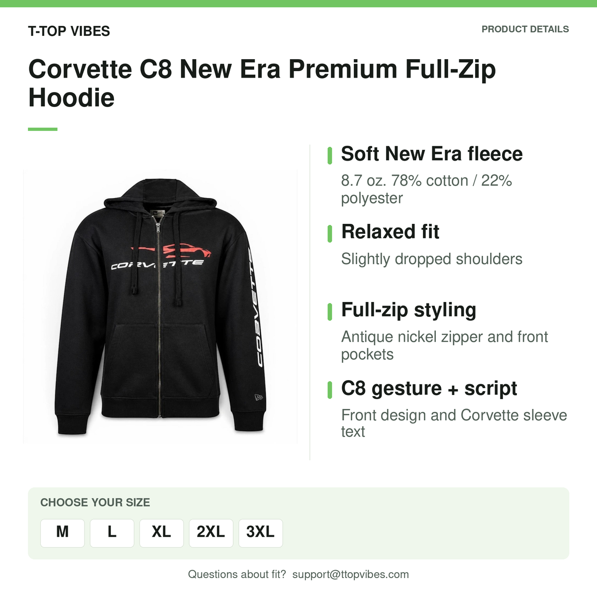 Corvette C8 New Era Premium Full-Zip Hoodie