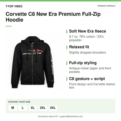 Corvette C8 New Era Premium Full-Zip Hoodie