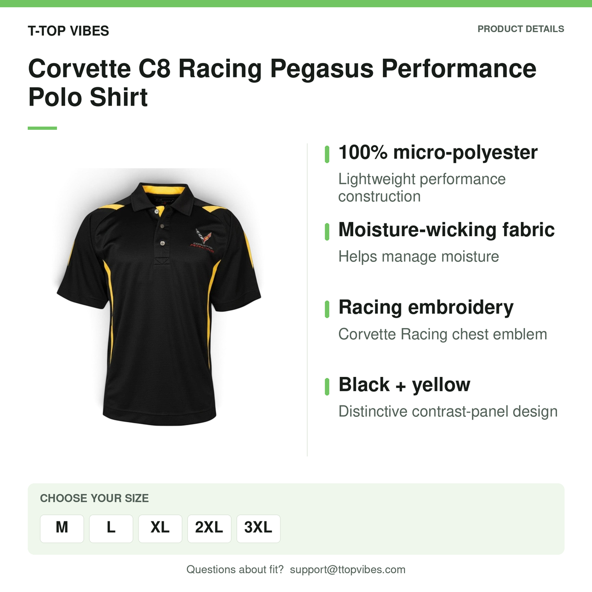 Corvette C8 Racing Pegasus Performance Polo Shirt
