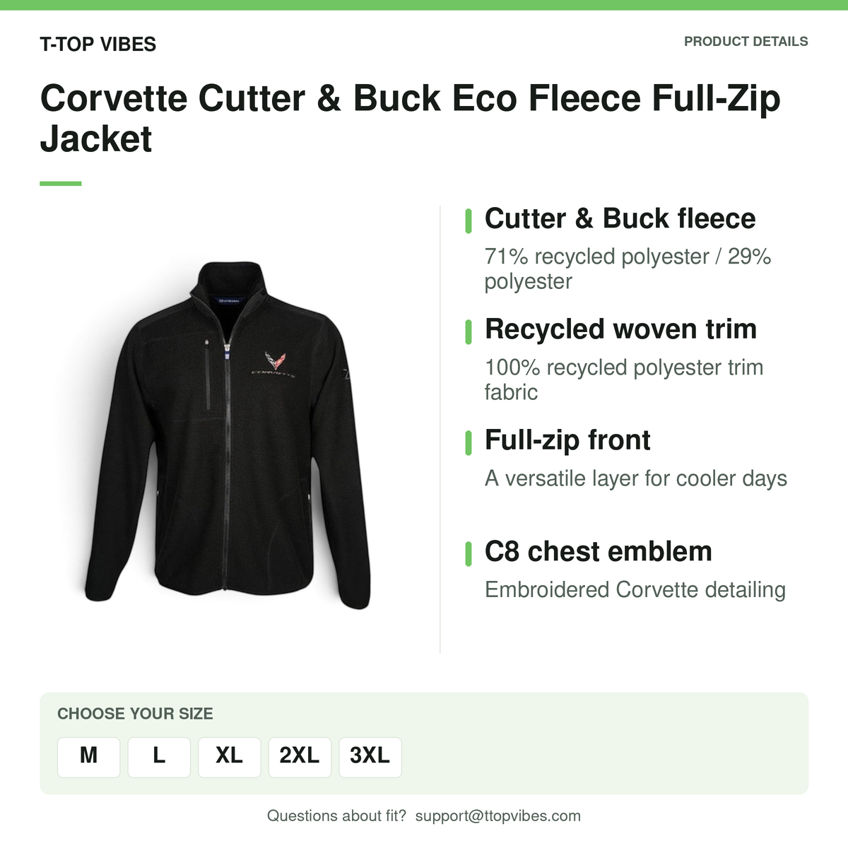 Corvette Cutter & Buck Eco Fleece Full-Zip Jacket