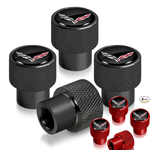 Corvette C7 Raised Billet Aluminum Valve Stem Caps – Set of 4