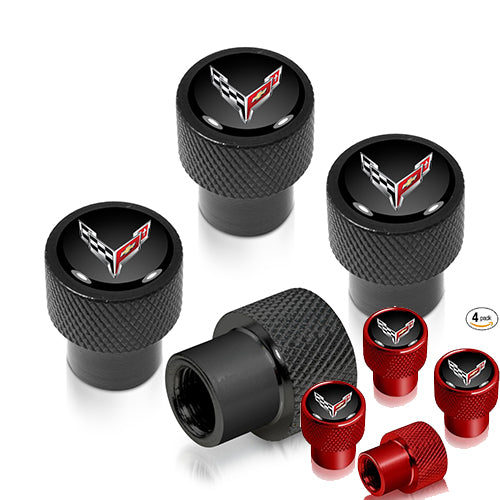 Corvette C8 Raised Billet Aluminum Valve Stem Caps – Set of 4