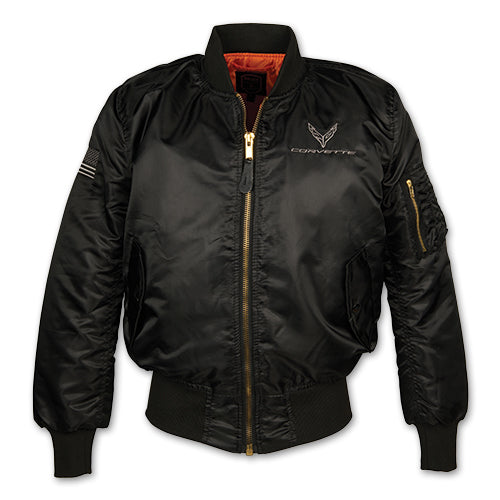 Corvette C8 American Flag Military-Style Flight Jacket