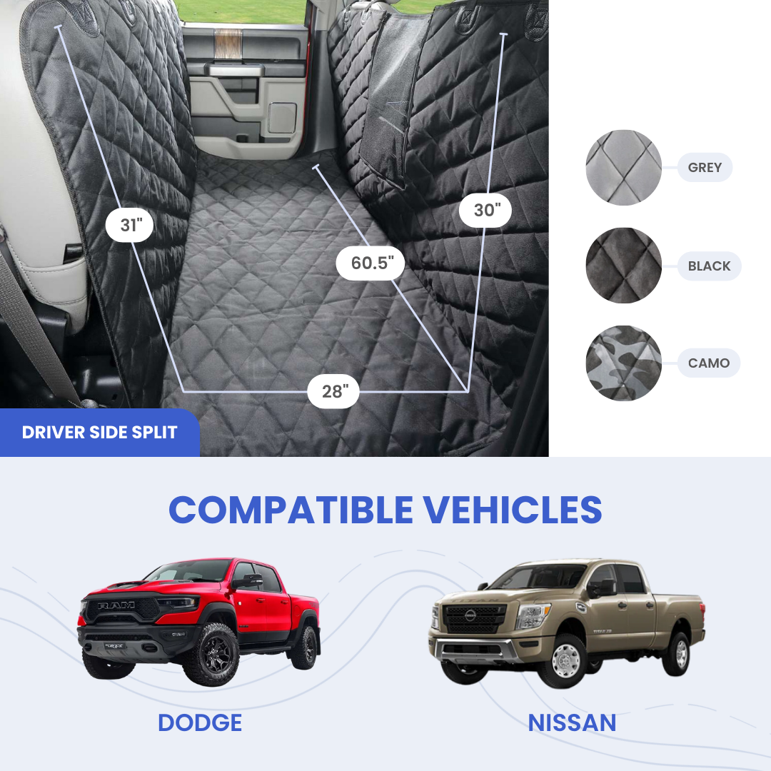 4Knines fit and measurement diagram for Floor Hammock for Crew Cab Trucks - Driver Side