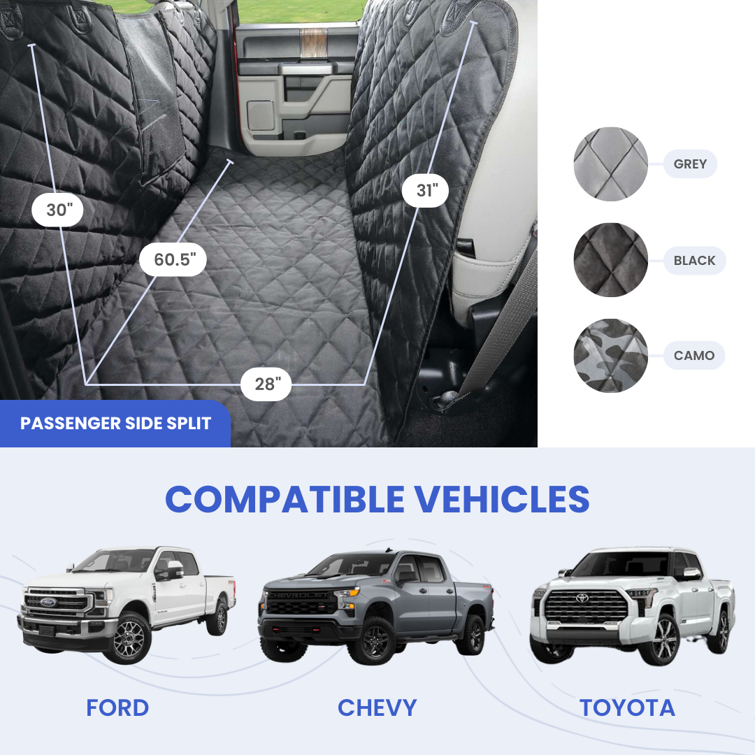 4Knines fit and measurement diagram for Floor Hammock for Crew Cab Trucks - Passenger Side