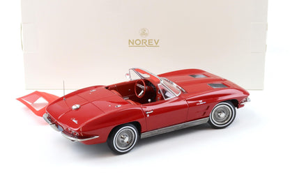 Norev 1963 Chevy Corvette C2 Stingray Cabriolet (Convertible) Riverside Red 1:18