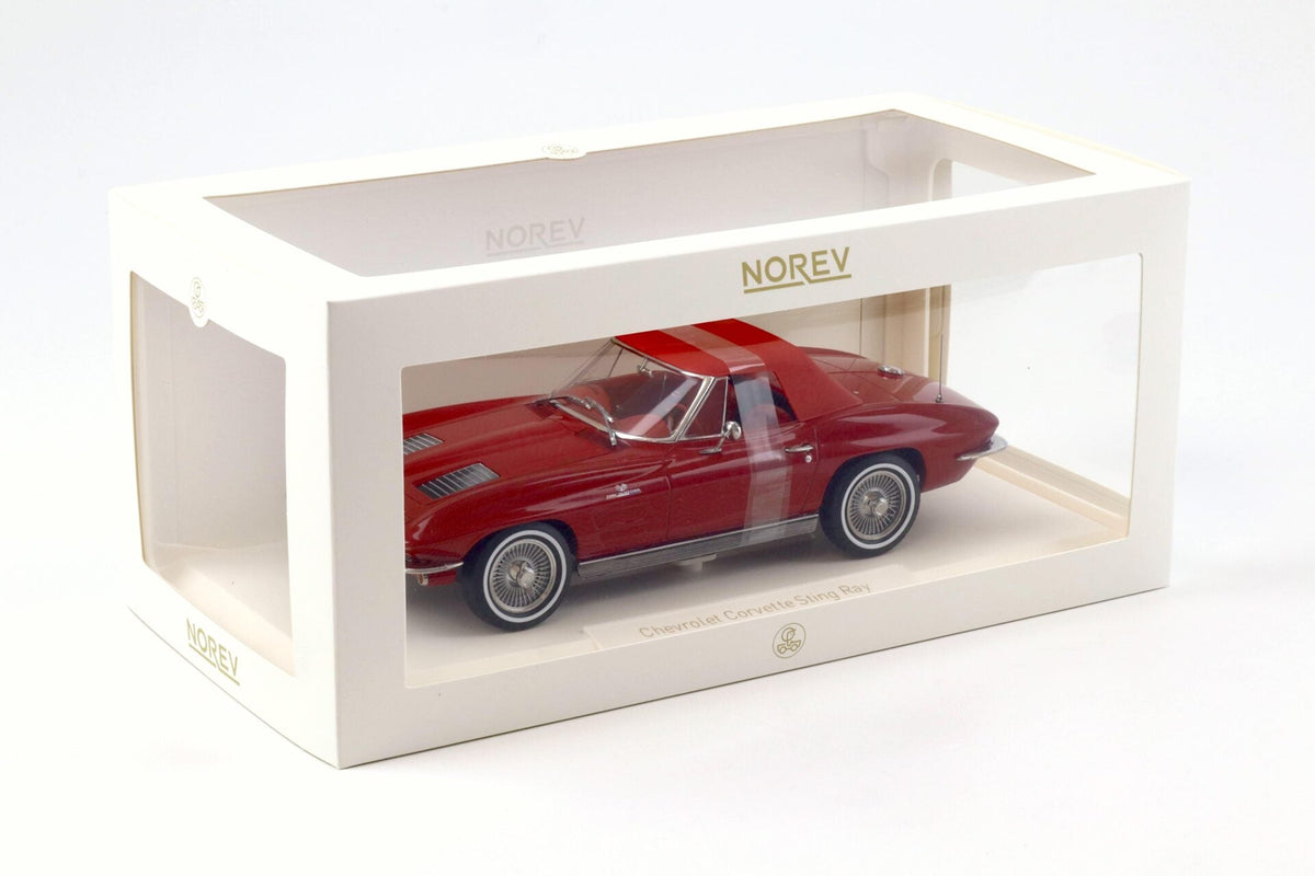 Norev 1963 Chevy Corvette C2 Stingray Cabriolet (Convertible) Riverside Red 1:18