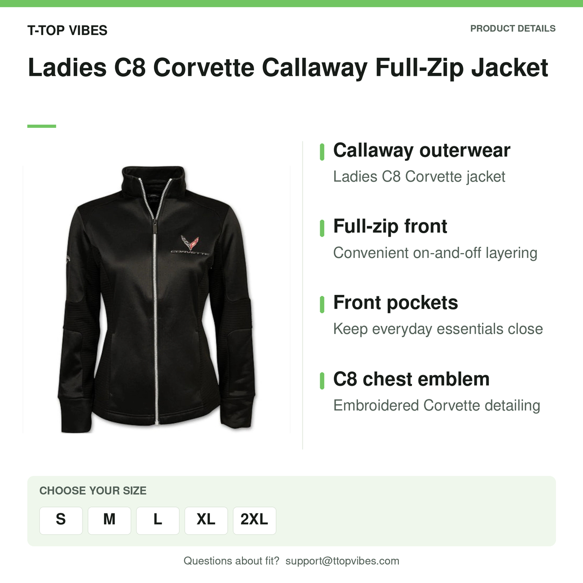 Ladies C8 Corvette Callaway Full-Zip Jacket