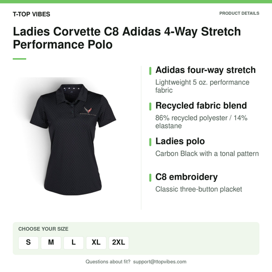 Ladies Corvette C8 Adidas 4-Way Stretch Performance Polo