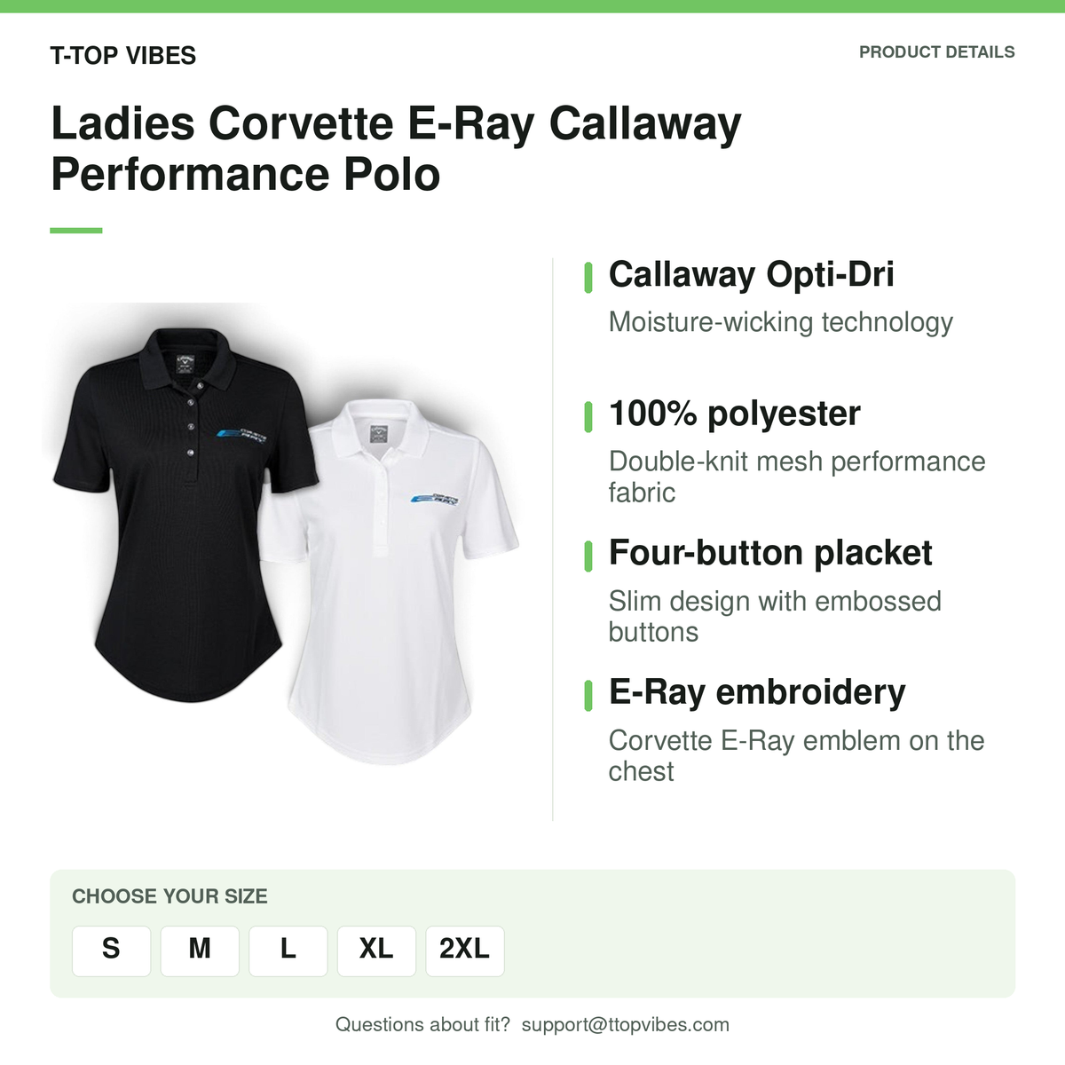 Ladies Corvette E-Ray Callaway Performance Polo