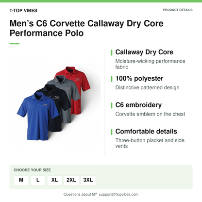 Men’s C6 Corvette Callaway Dry Core Performance Polo