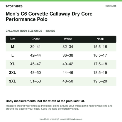 Men’s C6 Corvette Callaway Dry Core Performance Polo