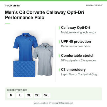 Men’s C8 Corvette Callaway Opti-Dri Performance Polo