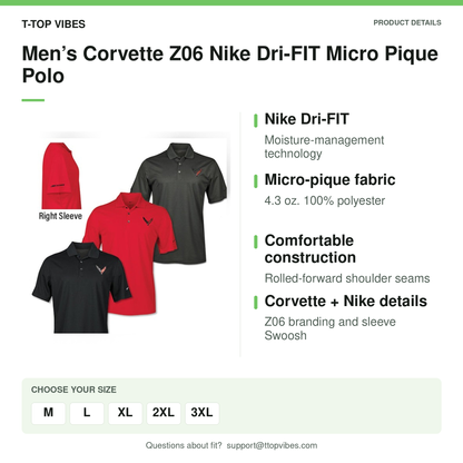 Men’s Corvette Z06 Nike Dri-FIT Micro Pique Polo