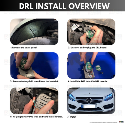 Mercedes Benz C-Class RGBW Multicolor DRL Boards (2015-2023)