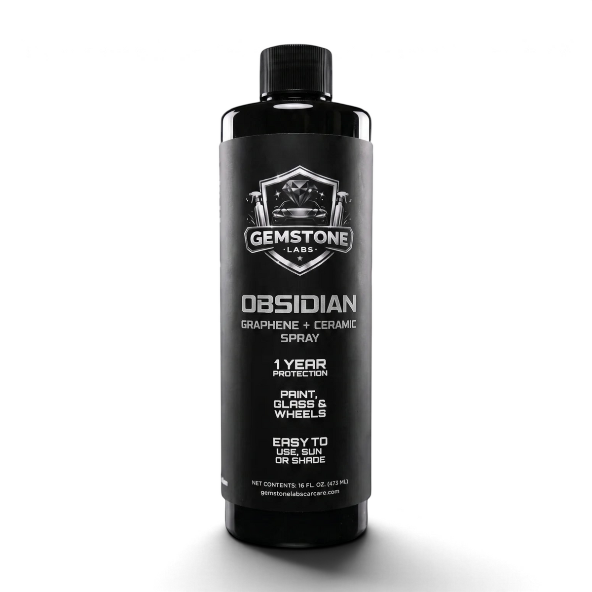 T-Top Vibes Gemstone Labs Obsidian Graphene and Ceramic spray bottle for car paint, glass, and wheel protection.