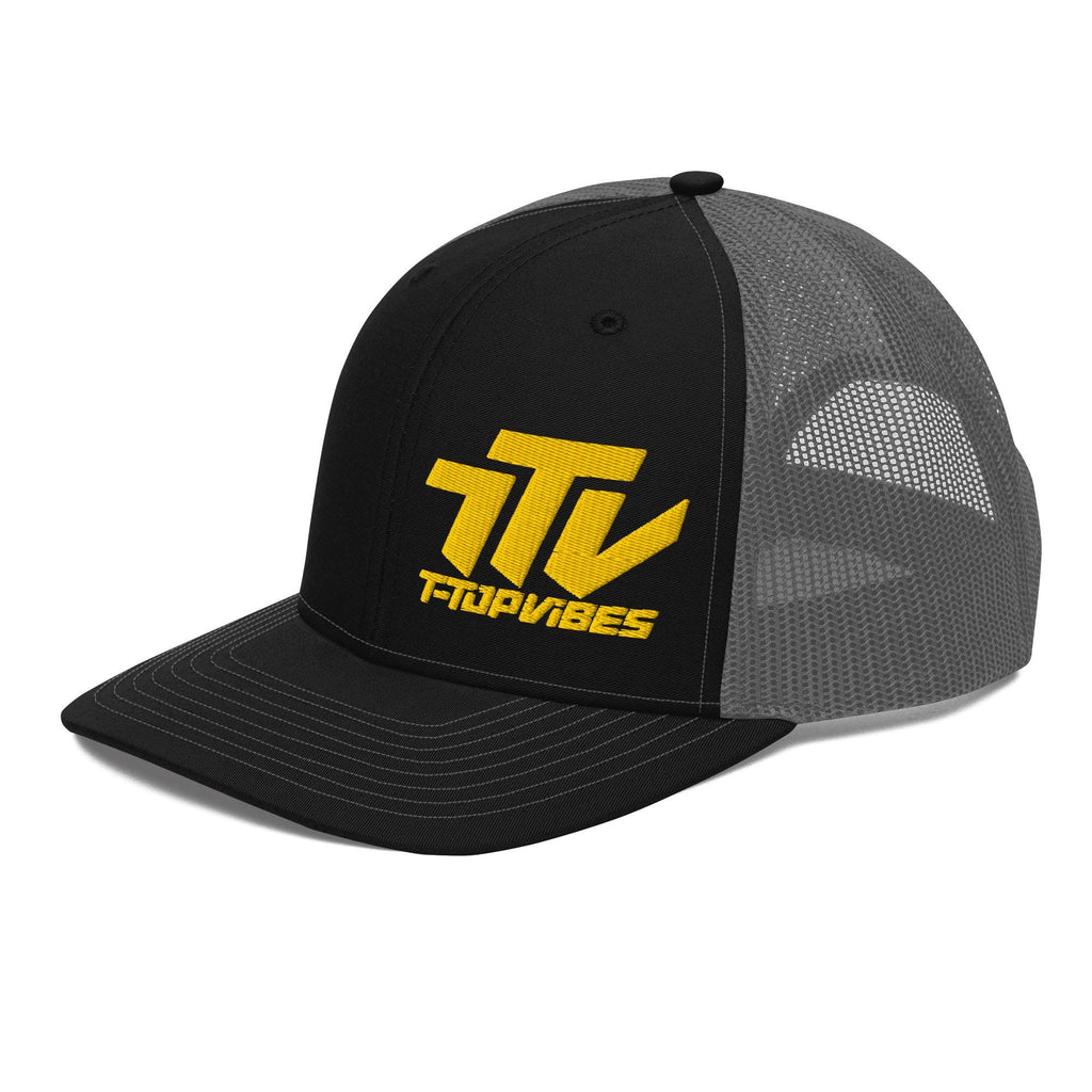 T-Top Vibes Trucker Cap Black & Gray | Car Culture Hat with Gold Font | F-Body Trans Am Camaro Mustang Firebird Cap | Car Enthusiast Gift