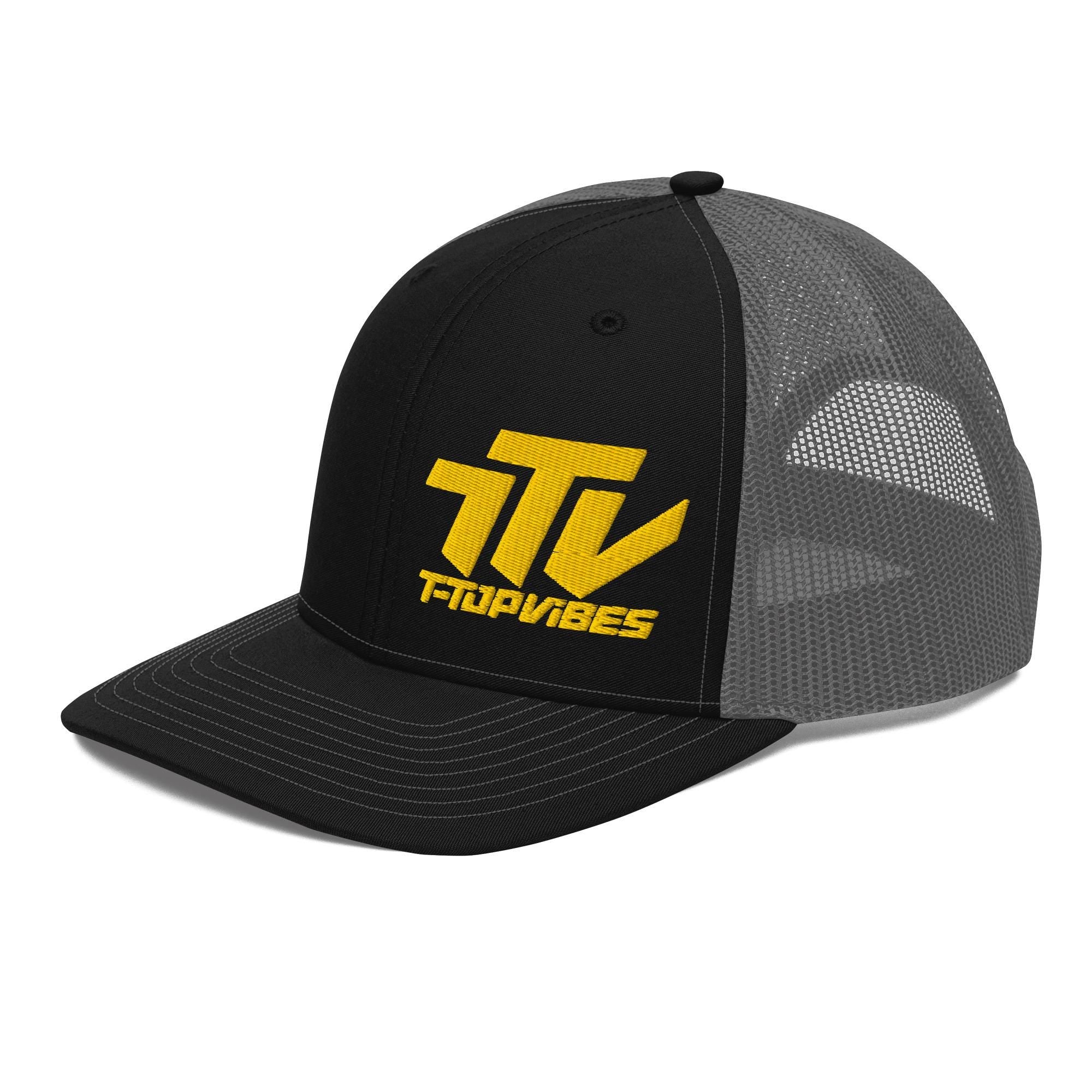 T-Top Vibes Trucker Cap Black & Gray | Car Culture Hat with Gold Font | F-Body Trans Am Camaro Mustang Firebird Cap | Car Enthusiast Gift