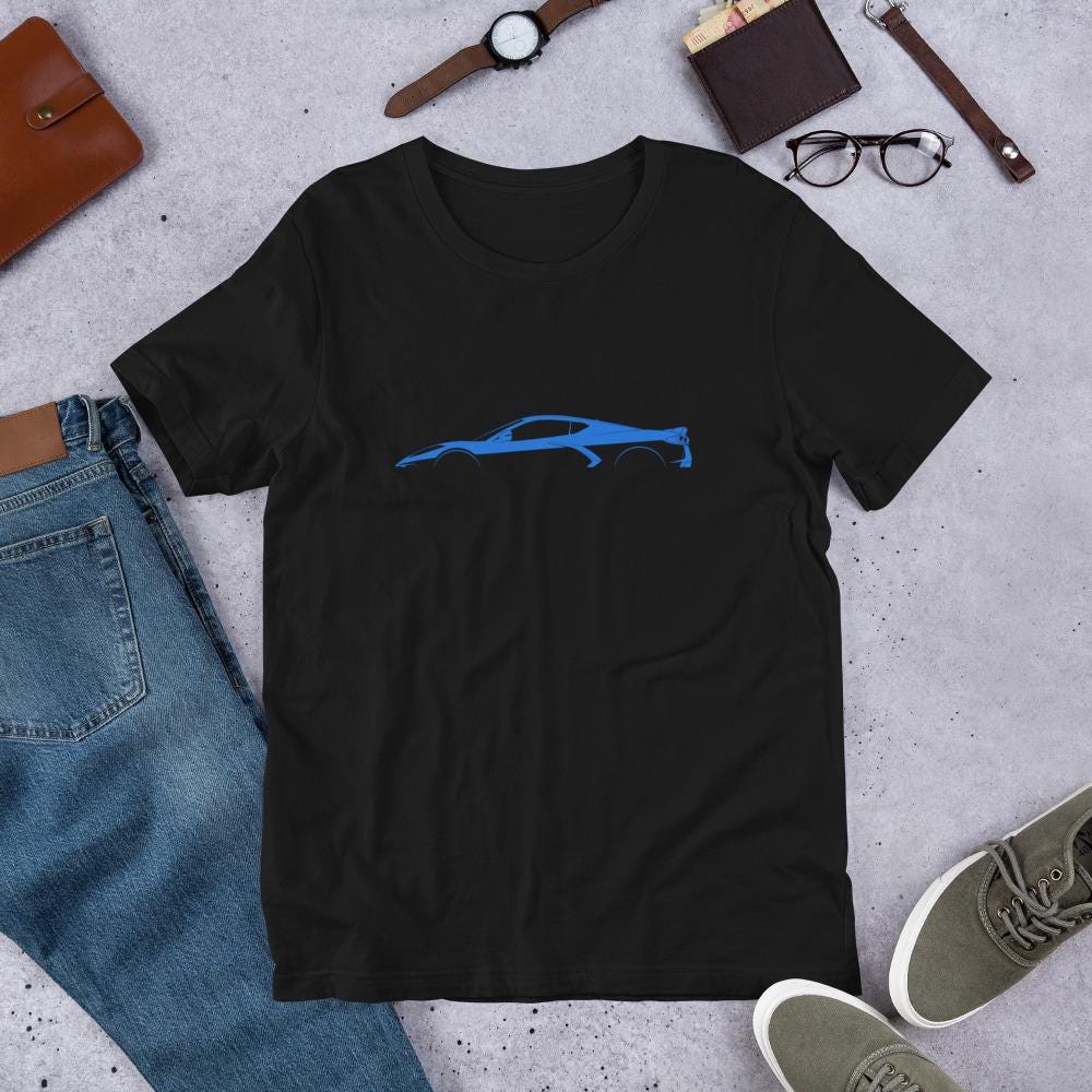 Corvette C8 Shirt | Corvette Silhouette Outline Tee | Chevy Corvette Stingray Z06 Graphic Shirt | Car Guy Gift Corvette Enthusiast Apparel