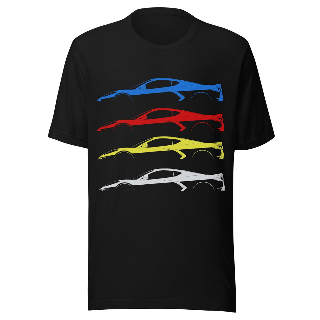 Corvette C8 Shirt | Corvette Silhouette Outline Tee | Chevy Corvette Stingray Z06 Graphic T-Shirt | Car Guy Gift Corvette Enthusiast Apparel