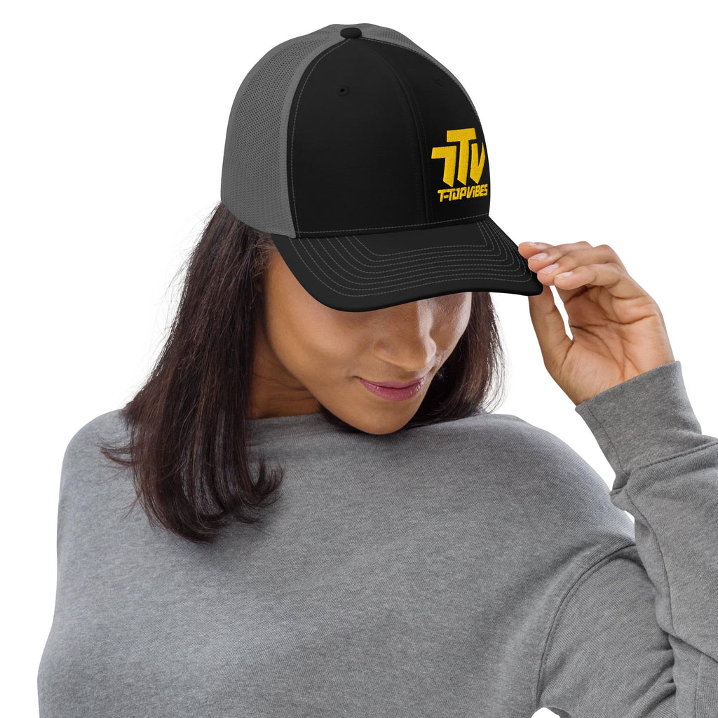 T-Top Vibes Trucker Cap Black & Gray | Car Culture Hat with Gold Font | F-Body Trans Am Camaro Mustang Firebird Cap | Car Enthusiast Gift