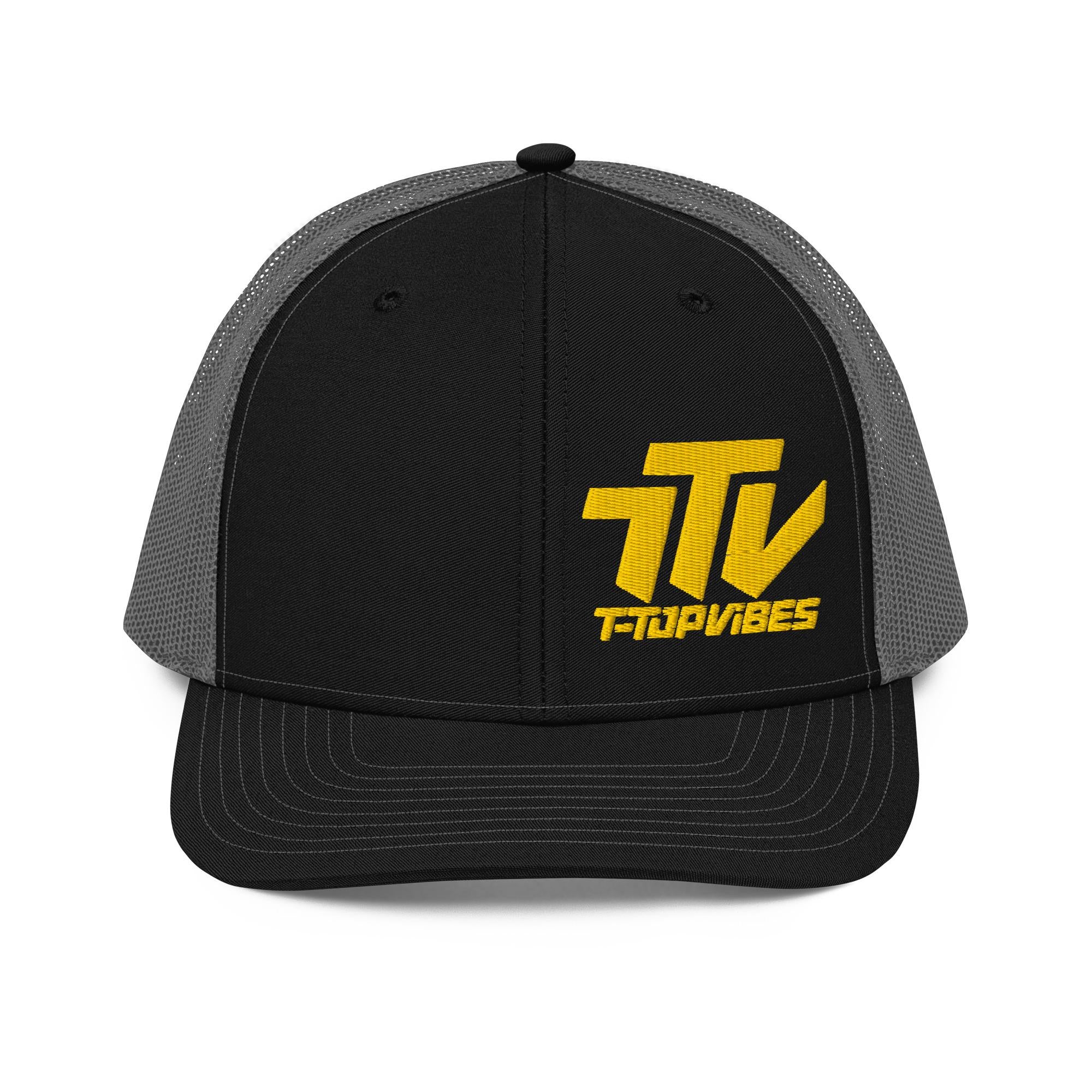 T-Top Vibes Trucker Cap Black & Gray | Car Culture Hat with Gold Font | F-Body Trans Am Camaro Mustang Firebird Cap | Car Enthusiast Gift