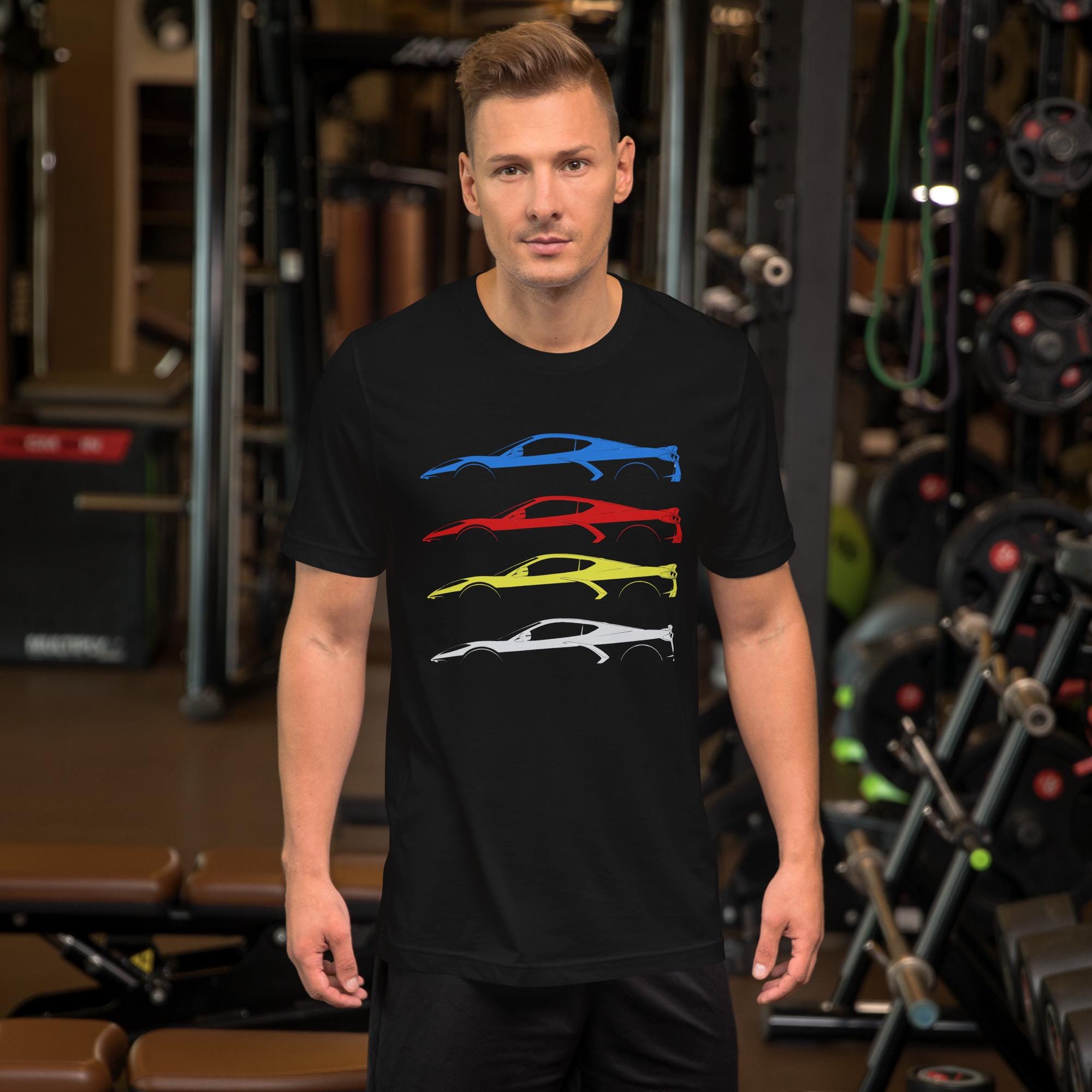 Corvette C8 Shirt | Corvette Silhouette Outline Tee | Chevy Corvette Stingray Z06 Graphic T-Shirt | Car Guy Gift Corvette Enthusiast Apparel