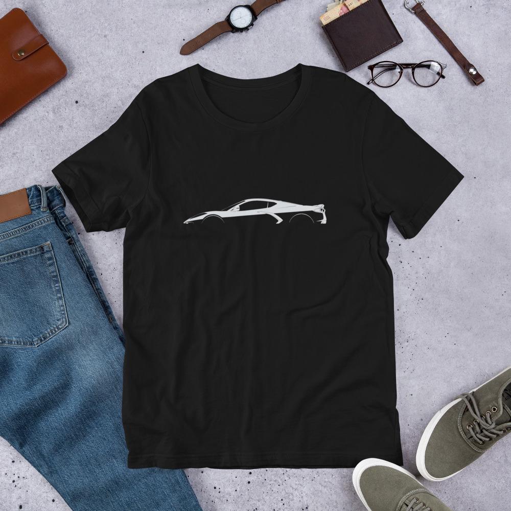 Corvette C8 Shirt | Corvette Silhouette Outline Tee | Chevy Corvette Stingray Z06 Graphic Shirt | Car Guy Gift Corvette Enthusiast Apparel