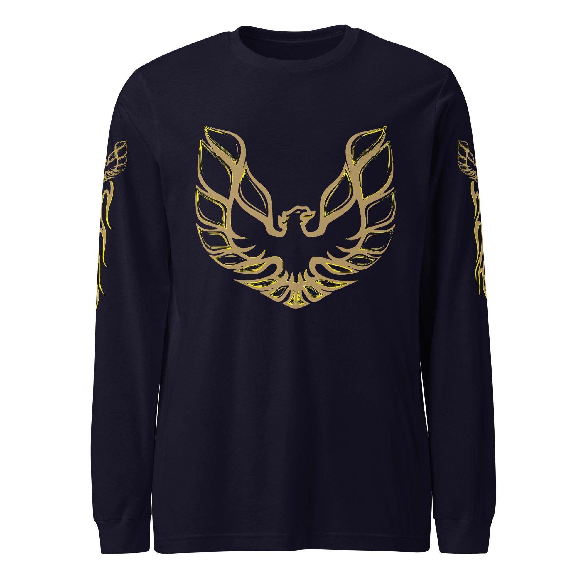 Pontiac Trans Am Long Sleeve Shirt with fire bird on sleeves | Car Guy Gift • Car Enthusiast Gift • Pontiac Firebird Shirt