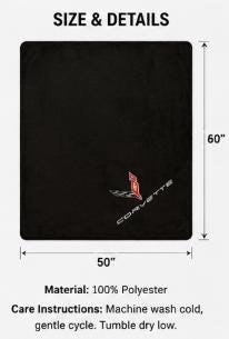 Officially Licensed Corvette Sherpa Blanket | Embroidered Crossed Flags Logo, Plush Fleece Throw