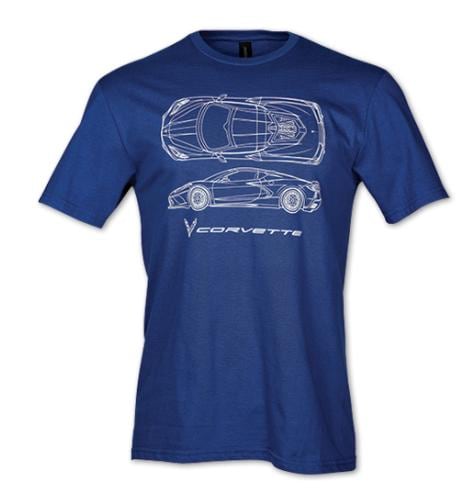 C8 Corvette Blueprint T-Shirt | Officially Licensed Ring Spun Cotton Tee