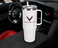 Corvette 40oz Tumbler | Stainless Steel Insulated Travel Mug with Handle & Straw | C8 Corvette Gift