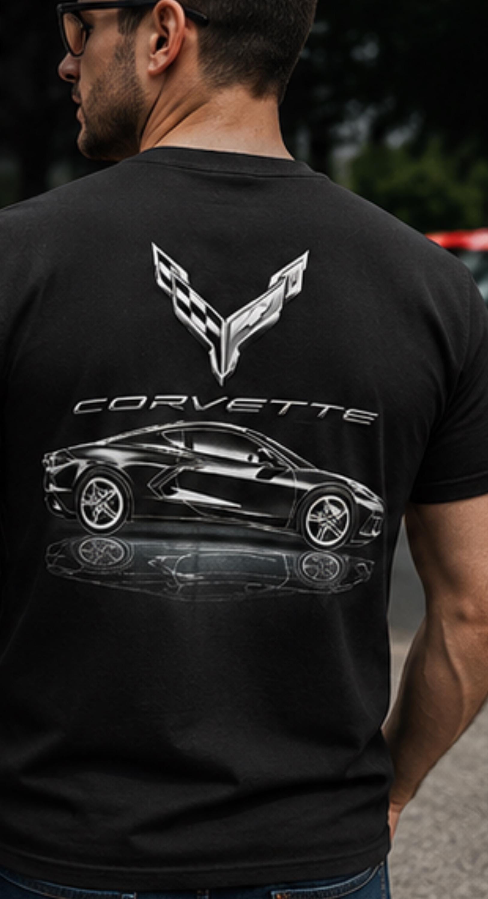 C8 Corvette Metallic T-Shirt | 100% Cotton Tonal Graphic Tee