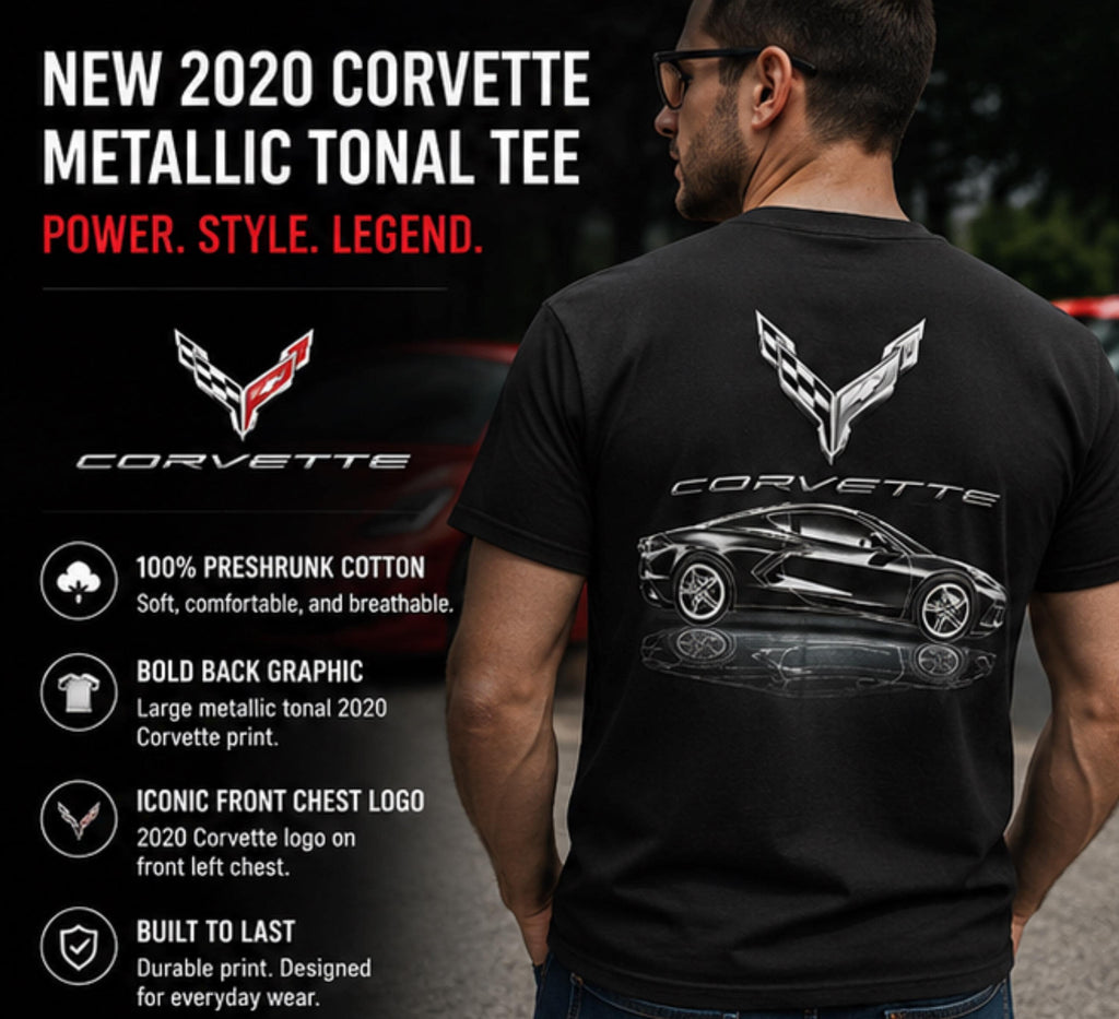 C8 Corvette Metallic T-Shirt | 100% Cotton Tonal Graphic Tee